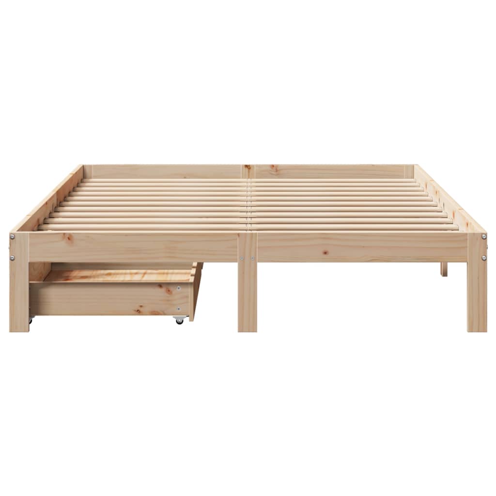 vidaXL Estructura de cama con cojines madera maciza de pino 140x190 cm