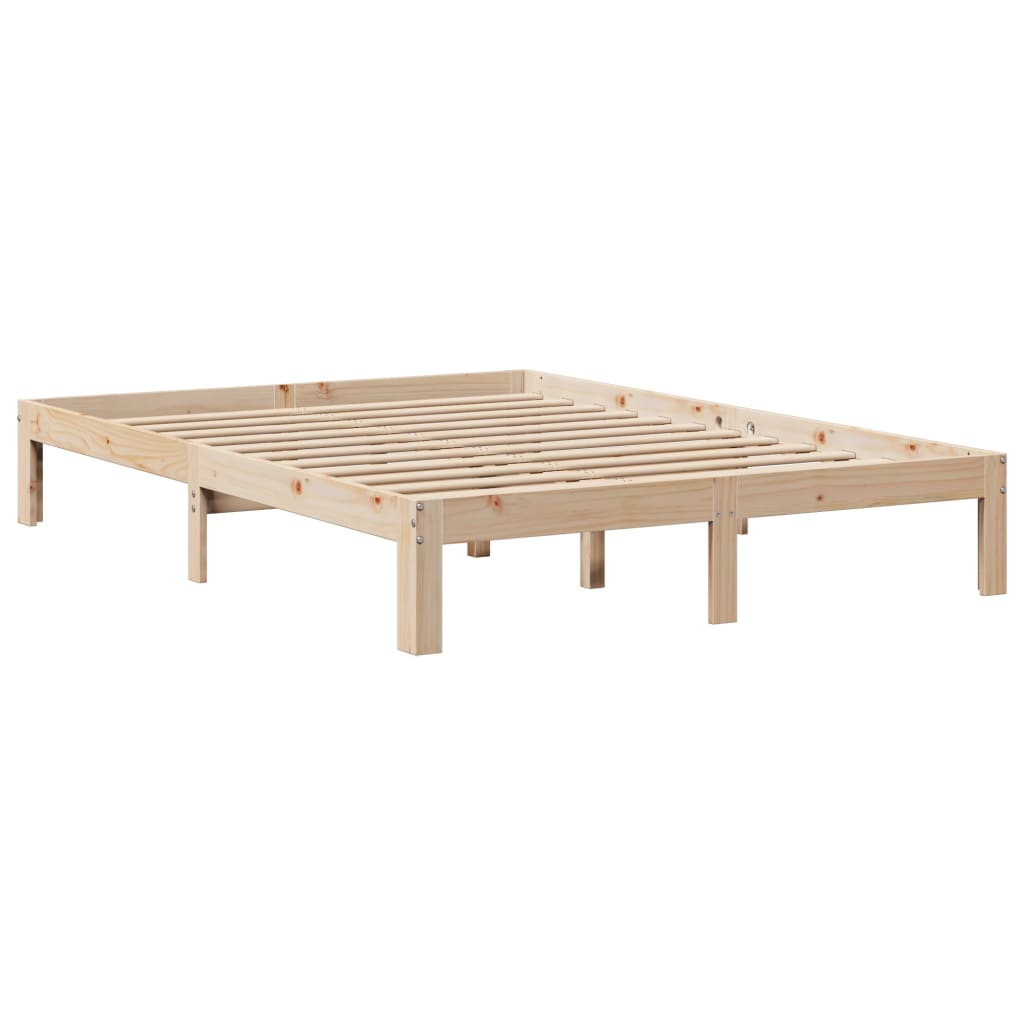 vidaXL Estructura de cama con cojines madera maciza de pino 140x190 cm