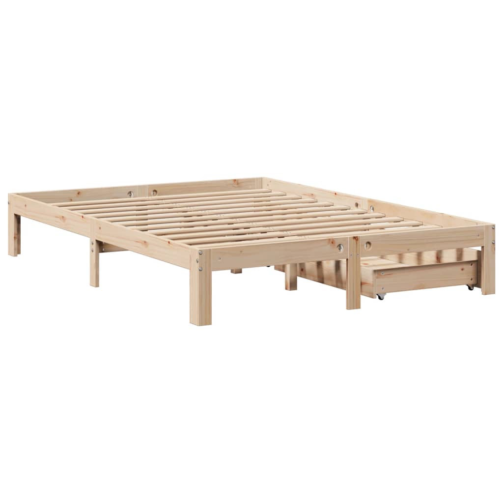 vidaXL Estructura de cama con cojines madera maciza de pino 140x190 cm