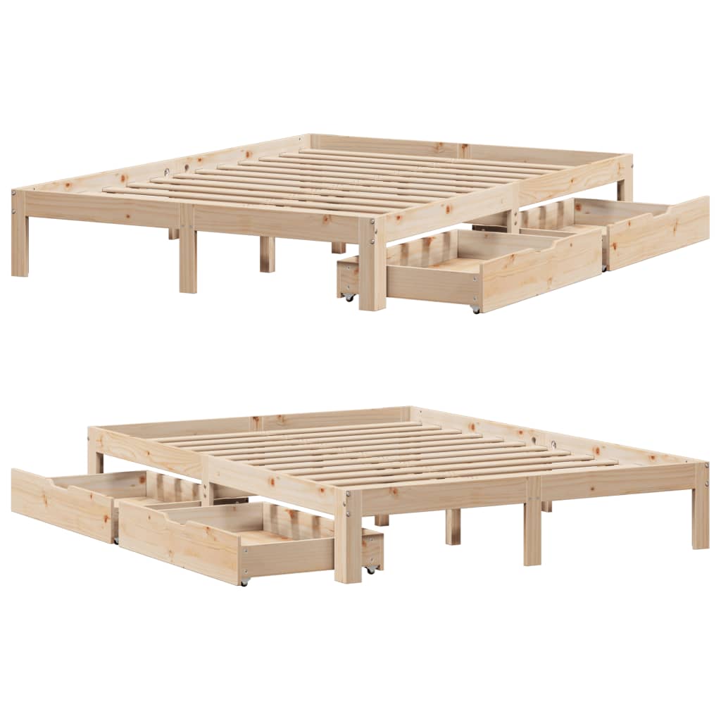 vidaXL Estructura de cama con cojines madera maciza de pino 140x190 cm