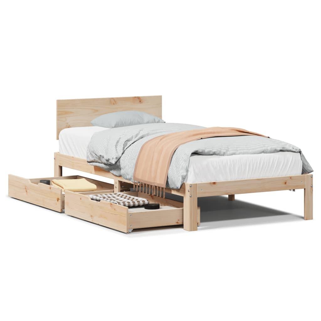 vidaXL Estructura de cama con cajones madera maciza pino 75x190 cm