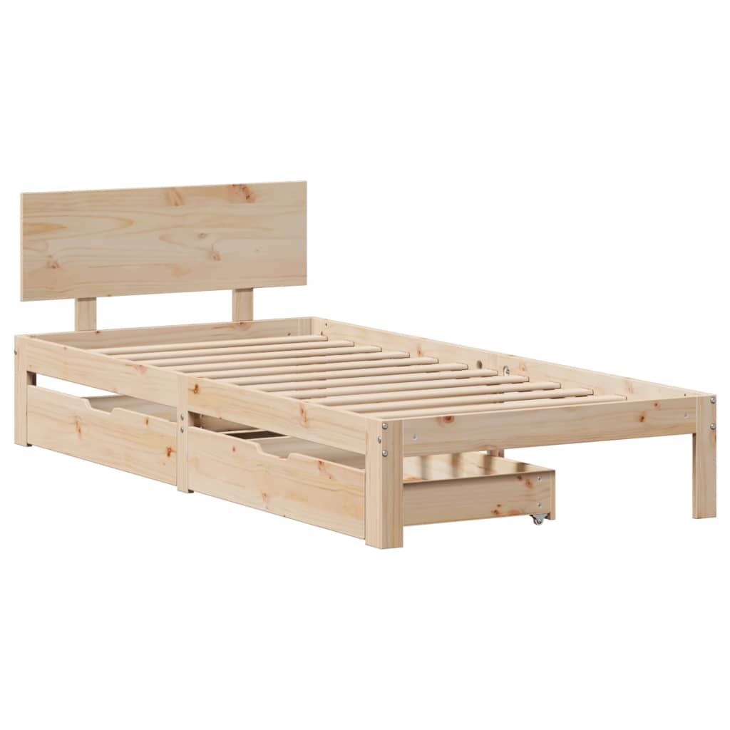 vidaXL Estructura de cama con cajones madera maciza pino 75x190 cm