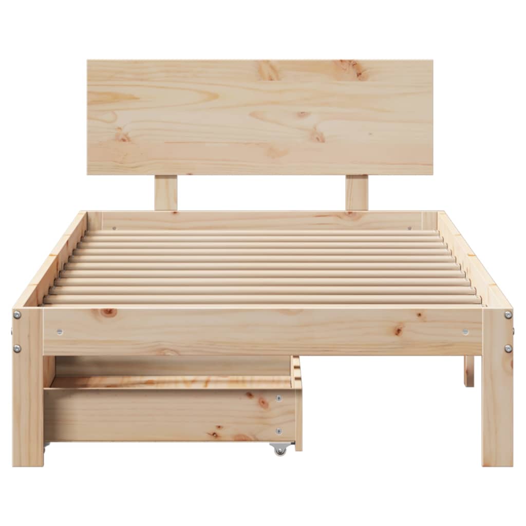 vidaXL Estructura de cama con cajones madera maciza pino 75x190 cm