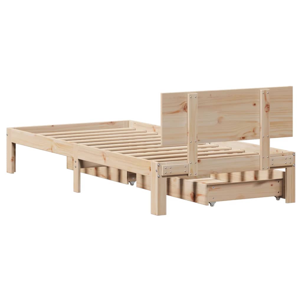 vidaXL Estructura de cama con cajones madera maciza pino 75x190 cm