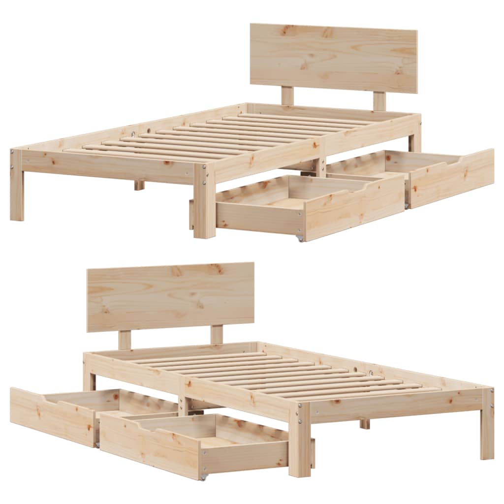 vidaXL Estructura de cama con cajones madera maciza pino 90x190 cm