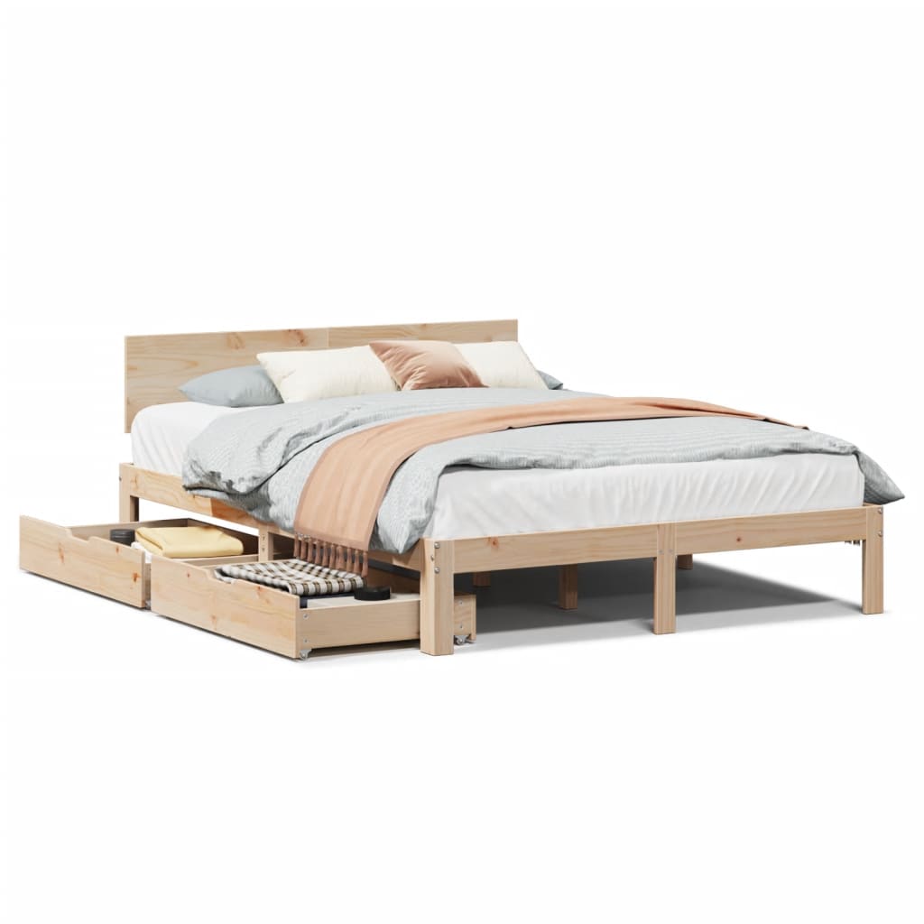 vidaXL Estructura de cama con cajones madera maciza de pino 135x190 cm