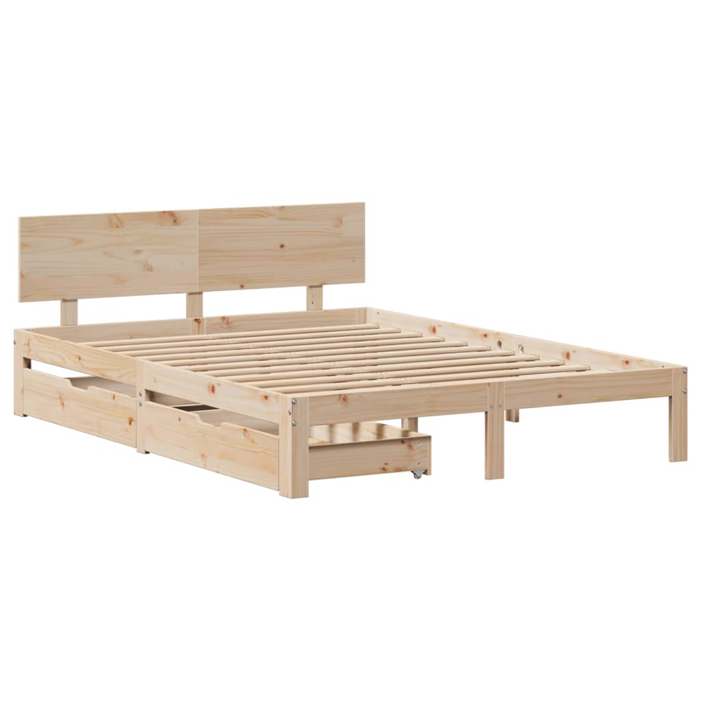 vidaXL Estructura de cama con cajones madera maciza de pino 135x190 cm