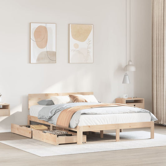 vidaXL Estructura de cama con cajones madera maciza de pino 135x190 cm