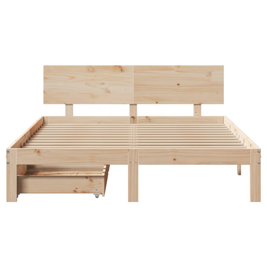 vidaXL Estructura de cama con cojines madera maciza de pino 140x190 cm