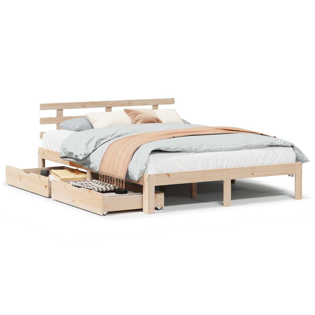 vidaXL Estructura de cama con cajones madera maciza de pino 135x190 cm