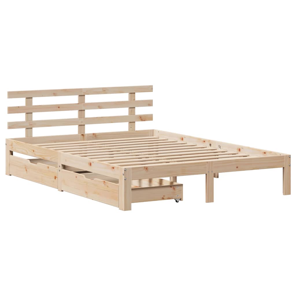 vidaXL Estructura de cama con cajones madera maciza de pino 135x190 cm