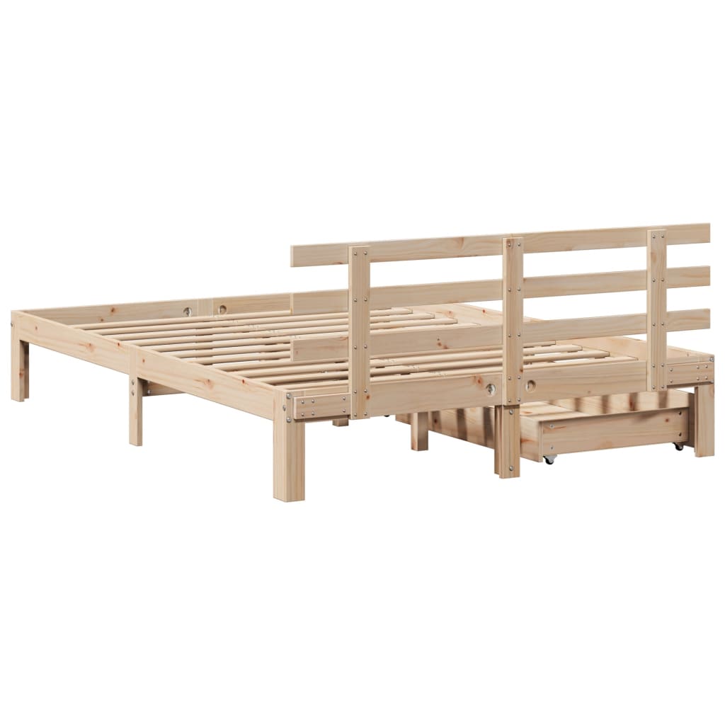 vidaXL Estructura de cama con cajones madera maciza de pino 135x190 cm