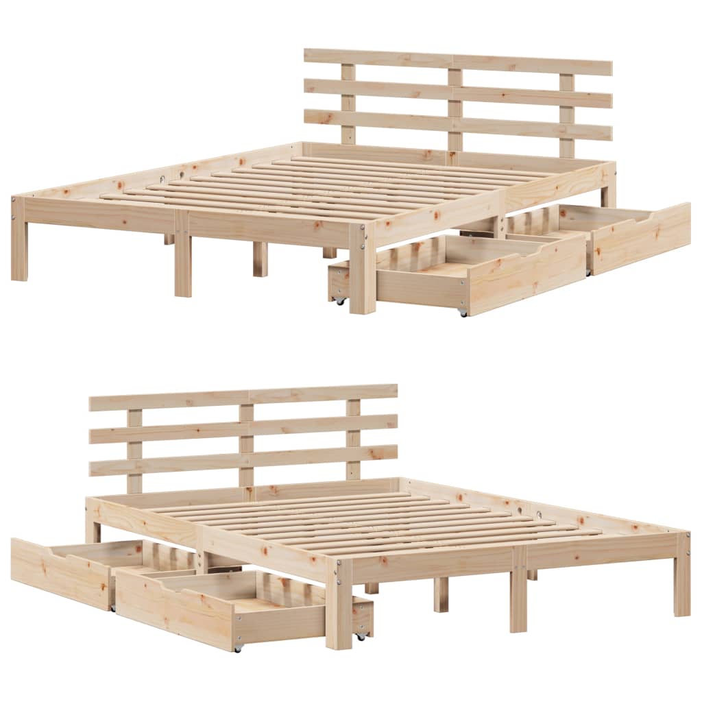 vidaXL Estructura de cama con cajones madera maciza de pino 135x190 cm