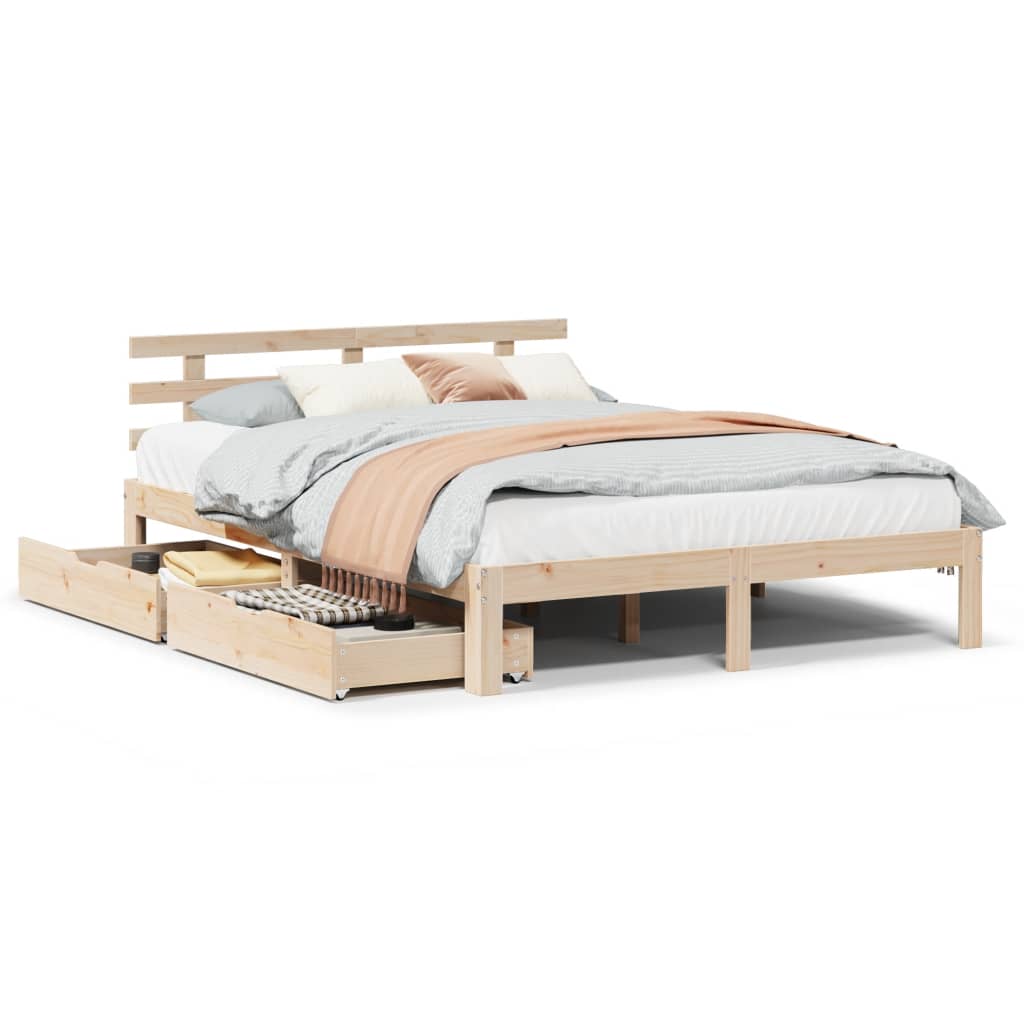 vidaXL Estructura de cama con cojines madera maciza de pino 140x190 cm