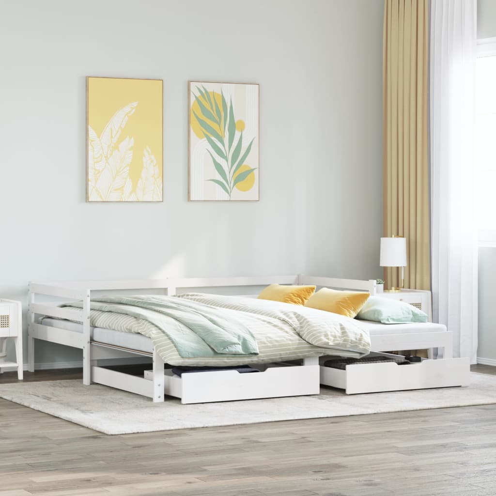 vidaXL Sofá cama nido con cajones sin colchón blanco 90x190 cm