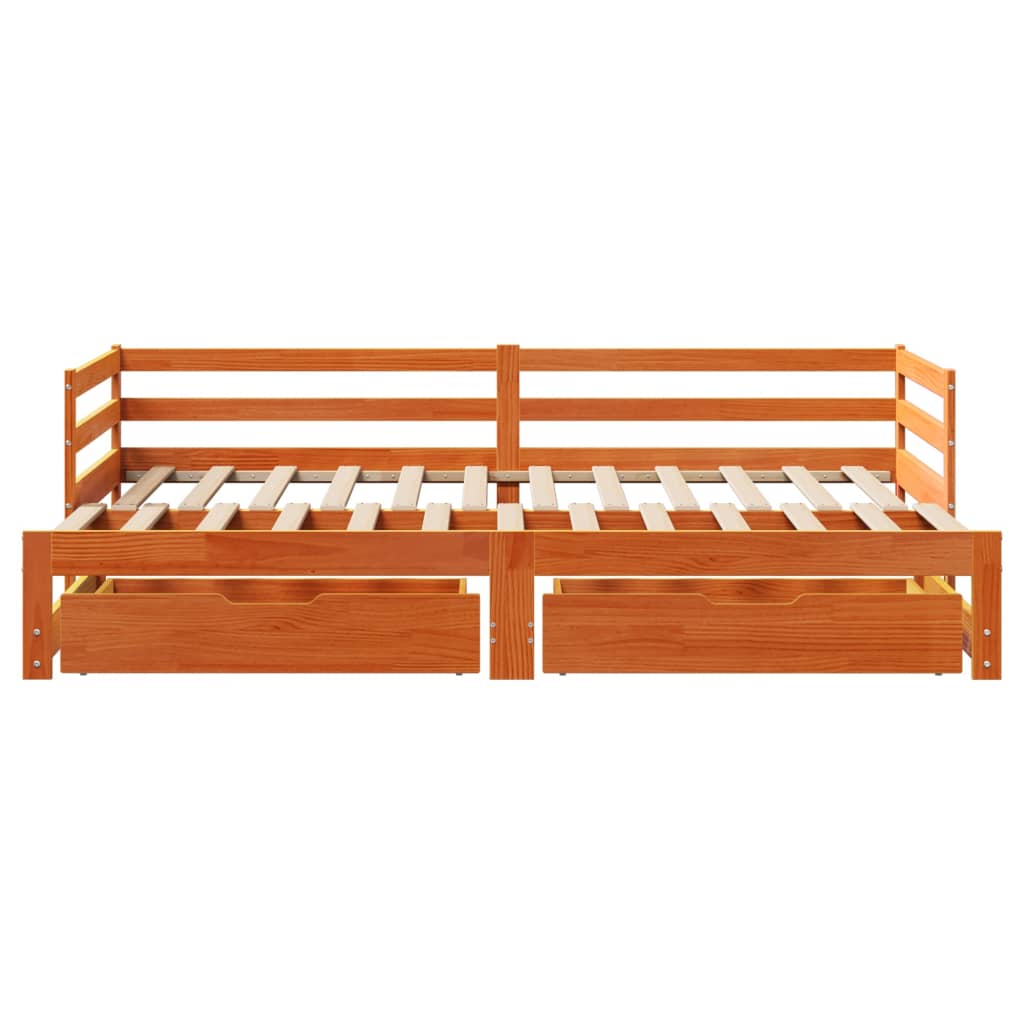 vidaXL Sofá cama nido con cajones madera maciza de pino 90x200 cm