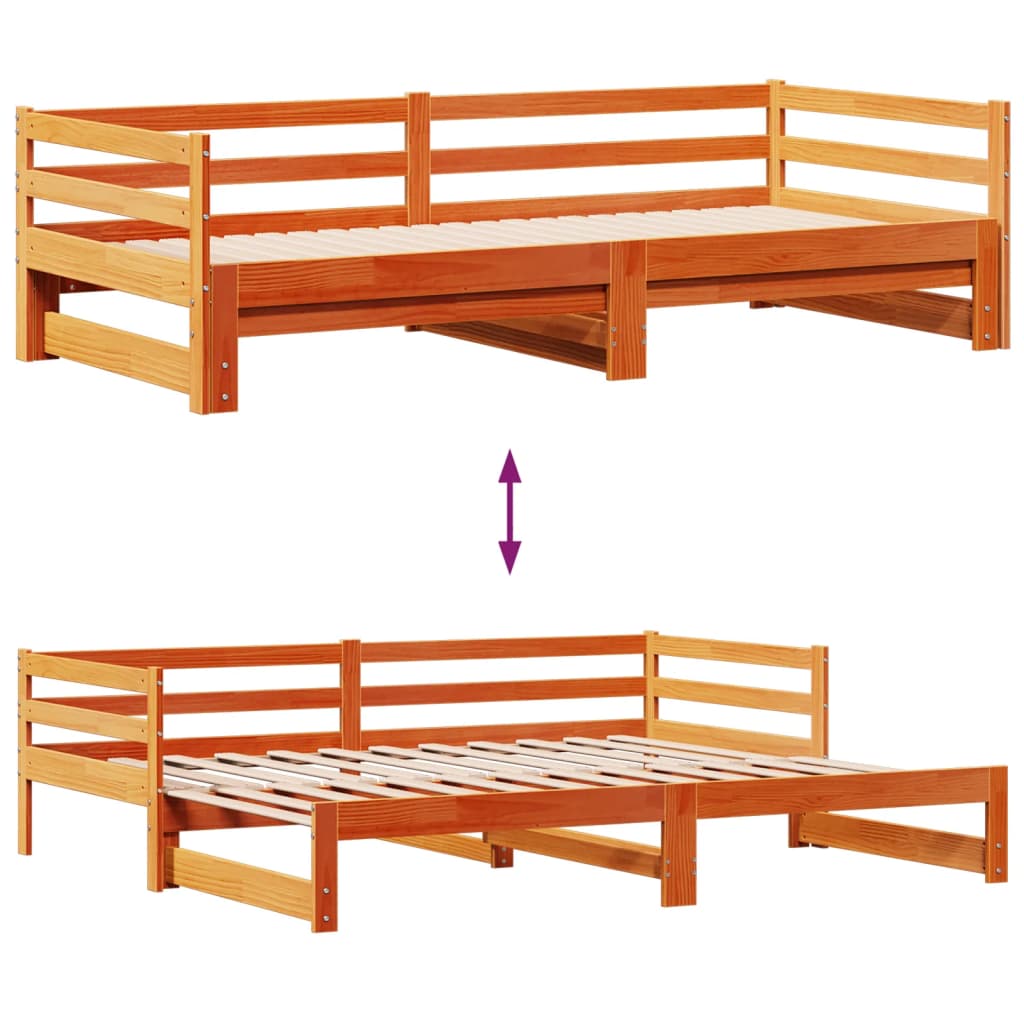 vidaXL Sofá cama nido con cajones madera maciza de pino 90x200 cm