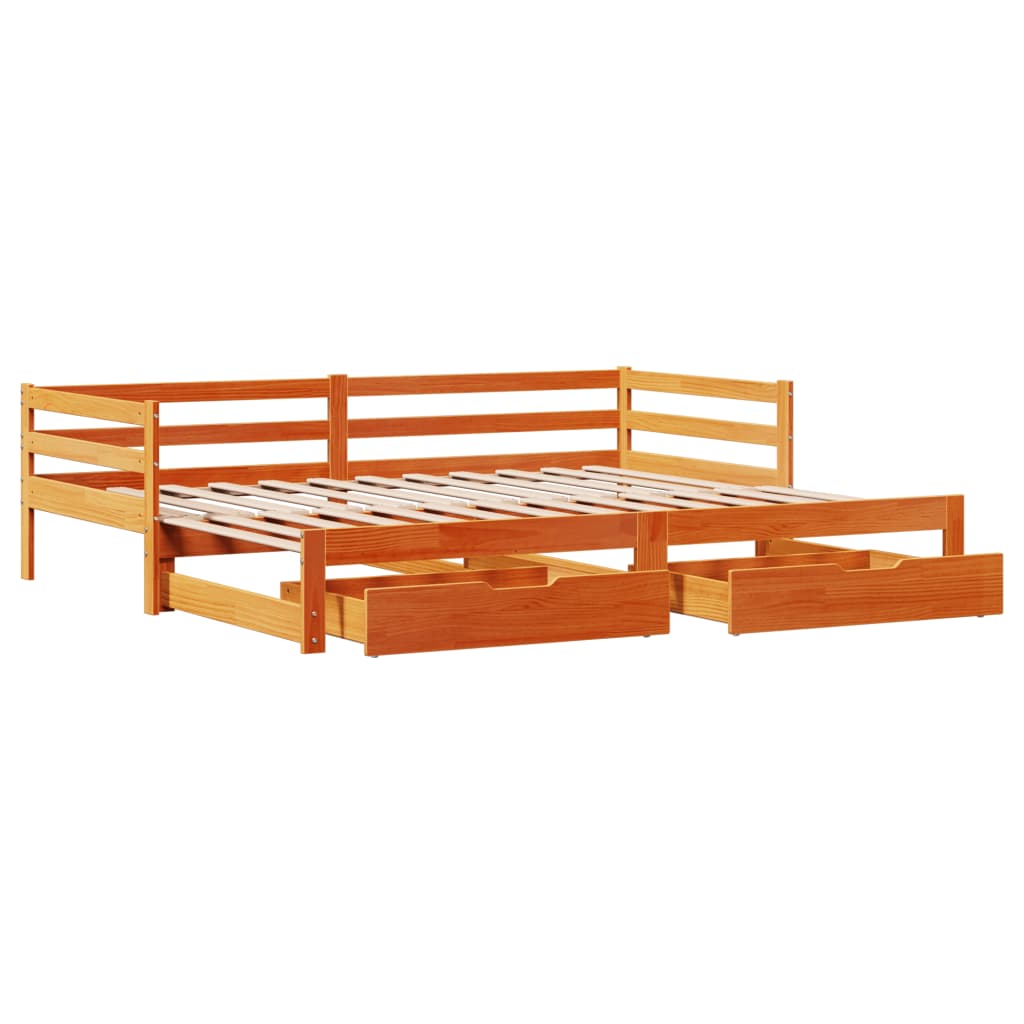 vidaXL Sofá cama nido con cajones madera maciza de pino 90x200 cm