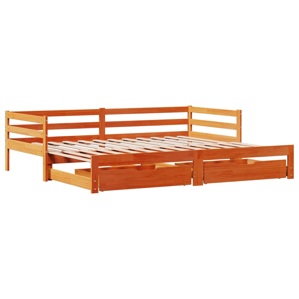 vidaXL Sofá cama nido con cajones madera maciza de pino 80x200 cm