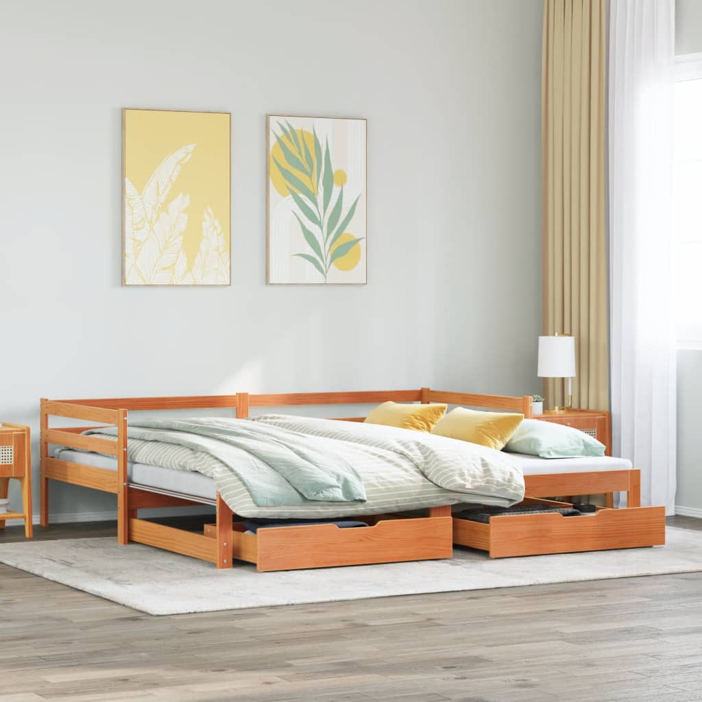 vidaXL Sofá cama nido con cajones madera maciza de pino 80x200 cm