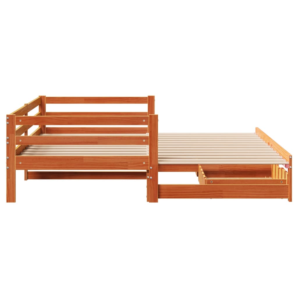 vidaXL Sofá cama nido con cajones madera maciza de pino 80x200 cm