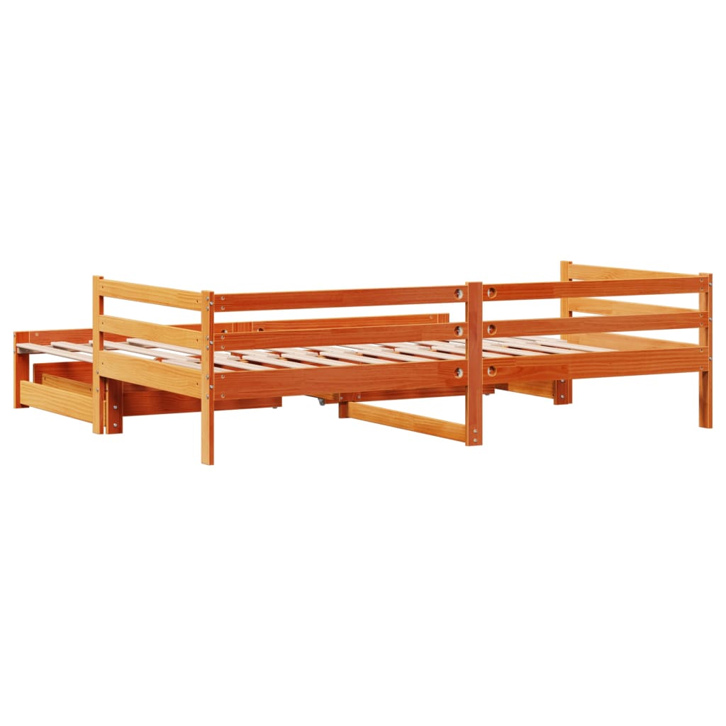 vidaXL Sofá cama nido con cajones madera maciza de pino 80x200 cm