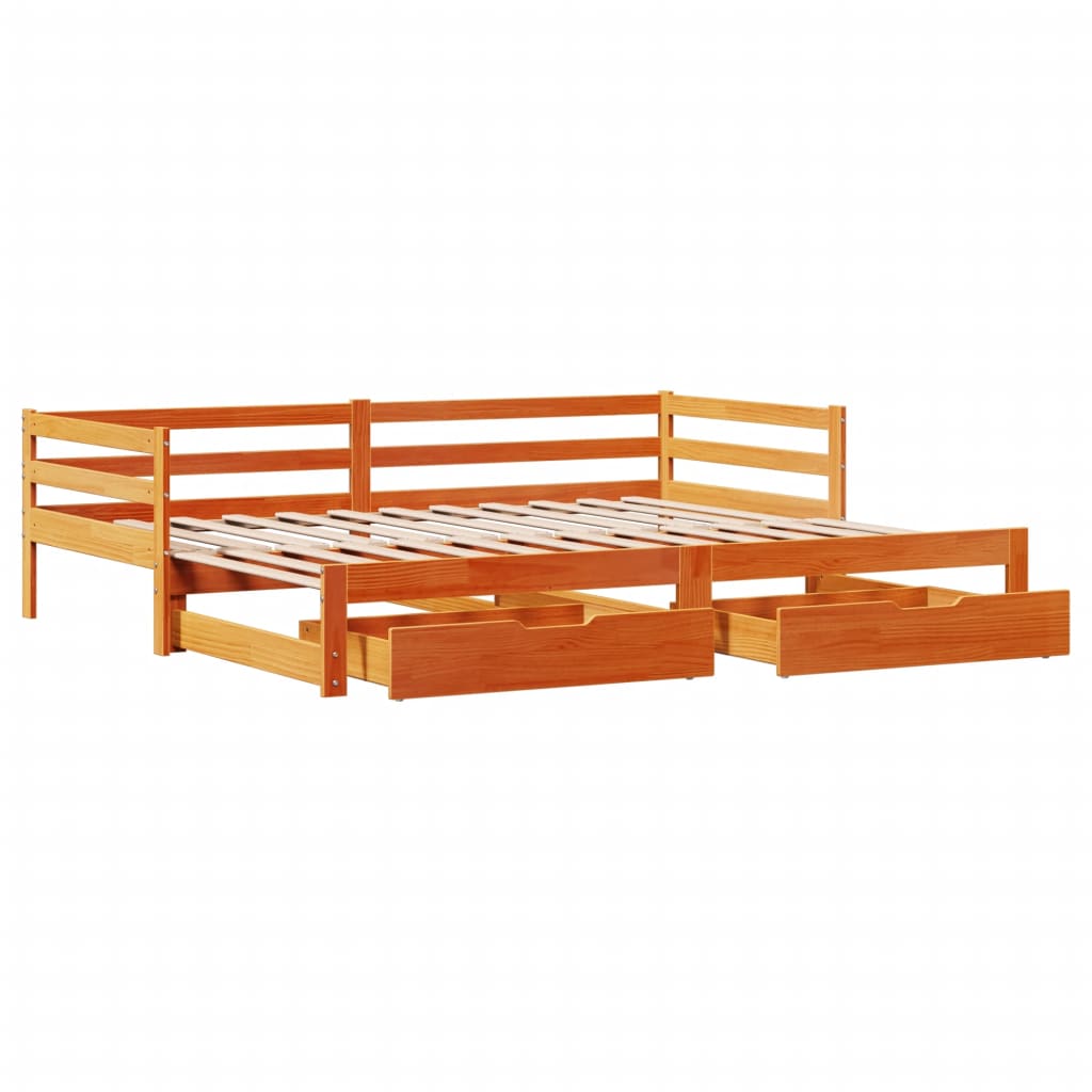 vidaXL Sofá cama nido con cajones madera maciza de pino 80x200 cm