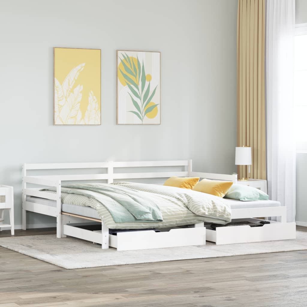 vidaXL Sofá cama nido con cajones sin colchón blanco 90x190 cm