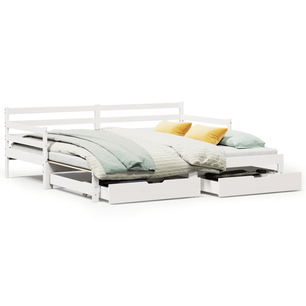 vidaXL Sofá cama nido con cajones sin colchón blanco 90x190 cm