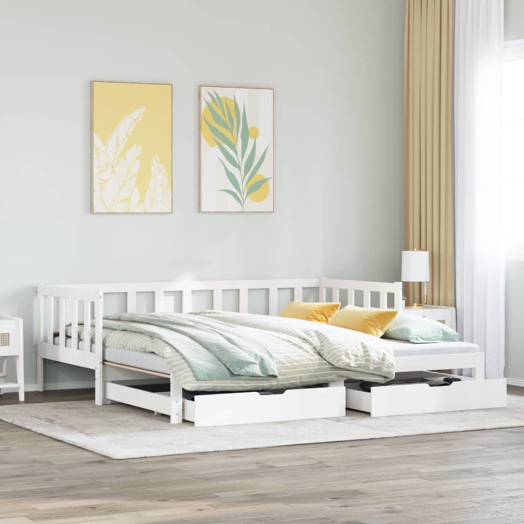 vidaXL Sofá cama nido con cajones sin colchón blanco 90x190 cm