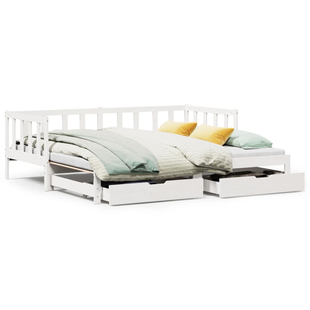 vidaXL Sofá cama nido con cajones sin colchón blanco 90x190 cm