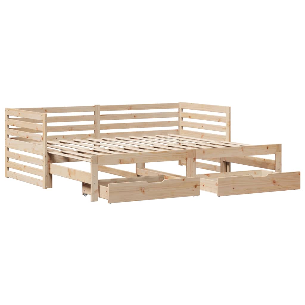 vidaXL Sofá cama con cajones madera maciza de pino 90x200 cm