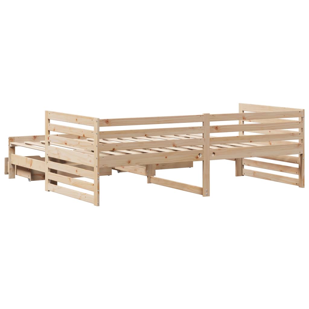 vidaXL Sofá cama con cajones madera maciza de pino 90x200 cm