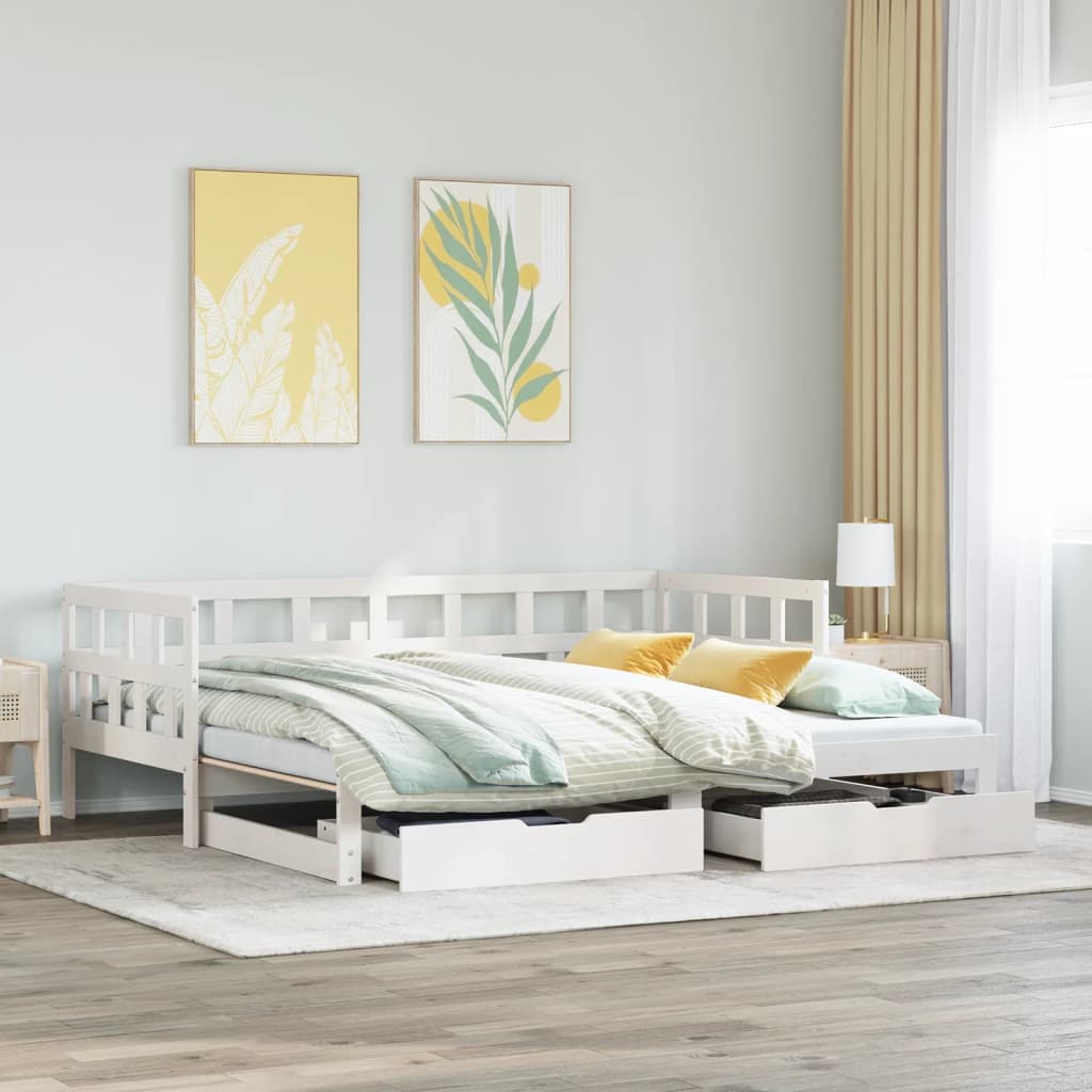 vidaXL Sofá cama nido con cajones sin colchón blanco 90x190 cm