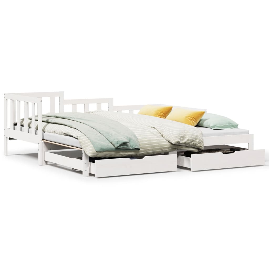 vidaXL Sofá cama nido con cajones sin colchón blanco 90x190 cm