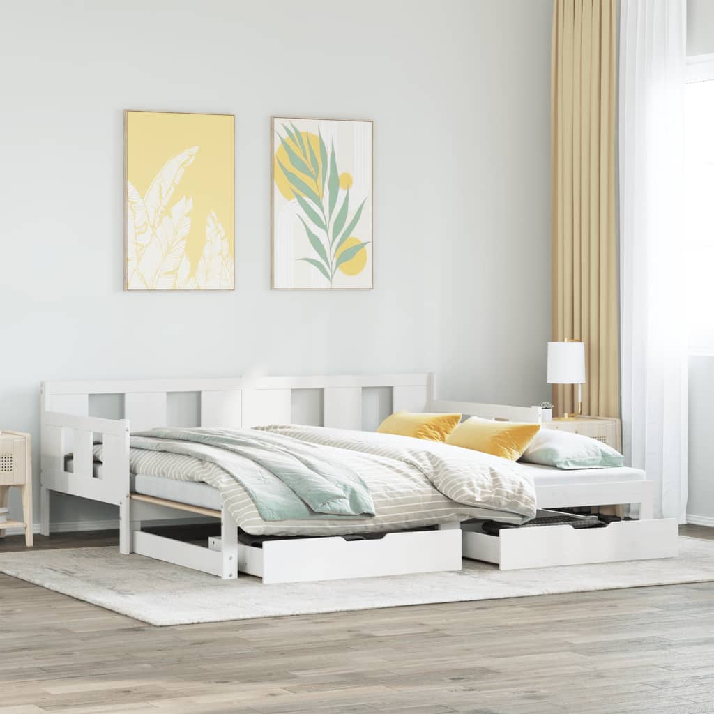 vidaXL Sofá cama nido con cajones sin colchón blanco 90x190 cm