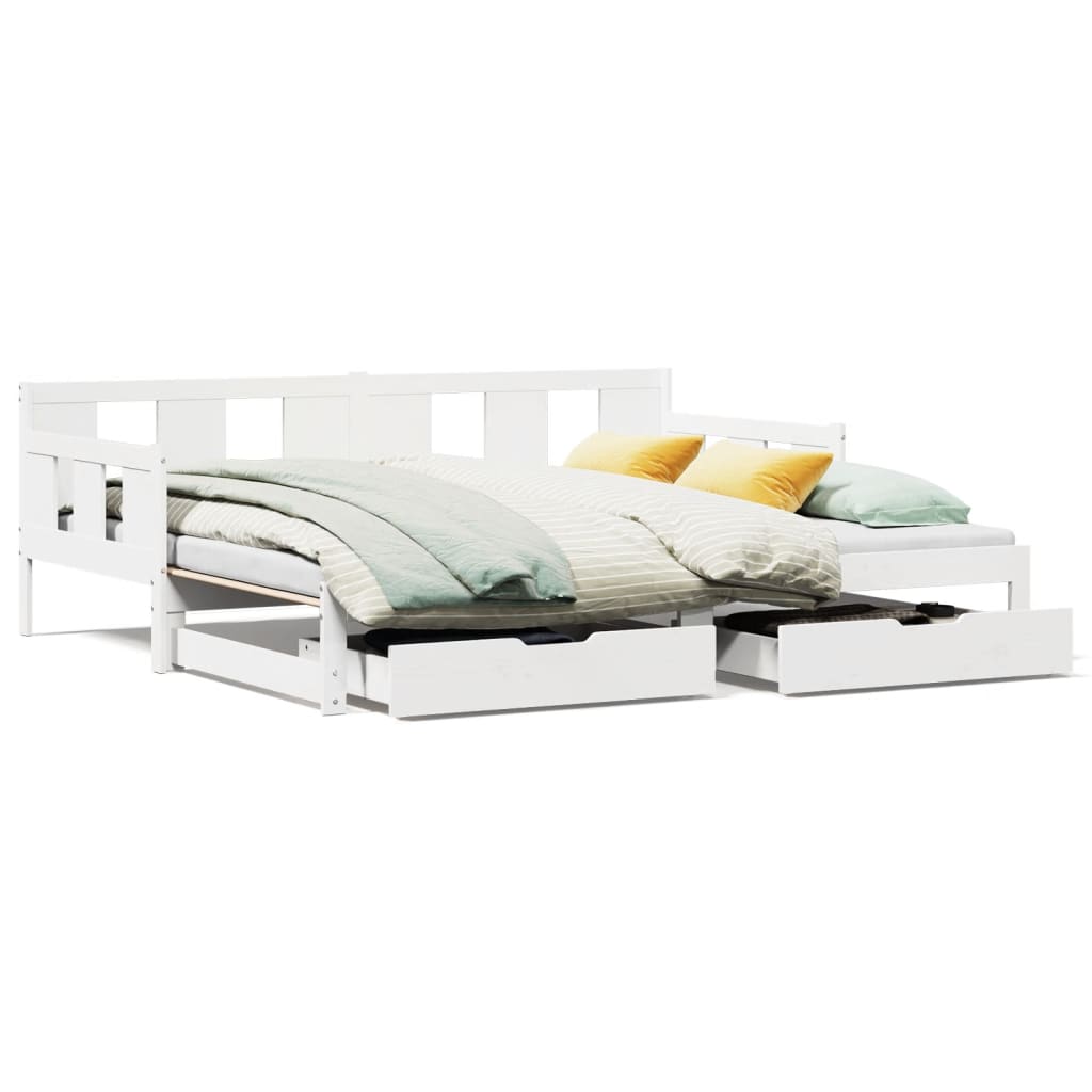 vidaXL Sofá cama nido con cajones sin colchón blanco 90x190 cm