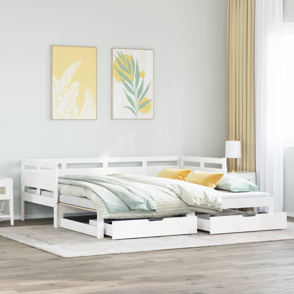 vidaXL Sofá cama nido con cajones sin colchón blanco 90x190 cm