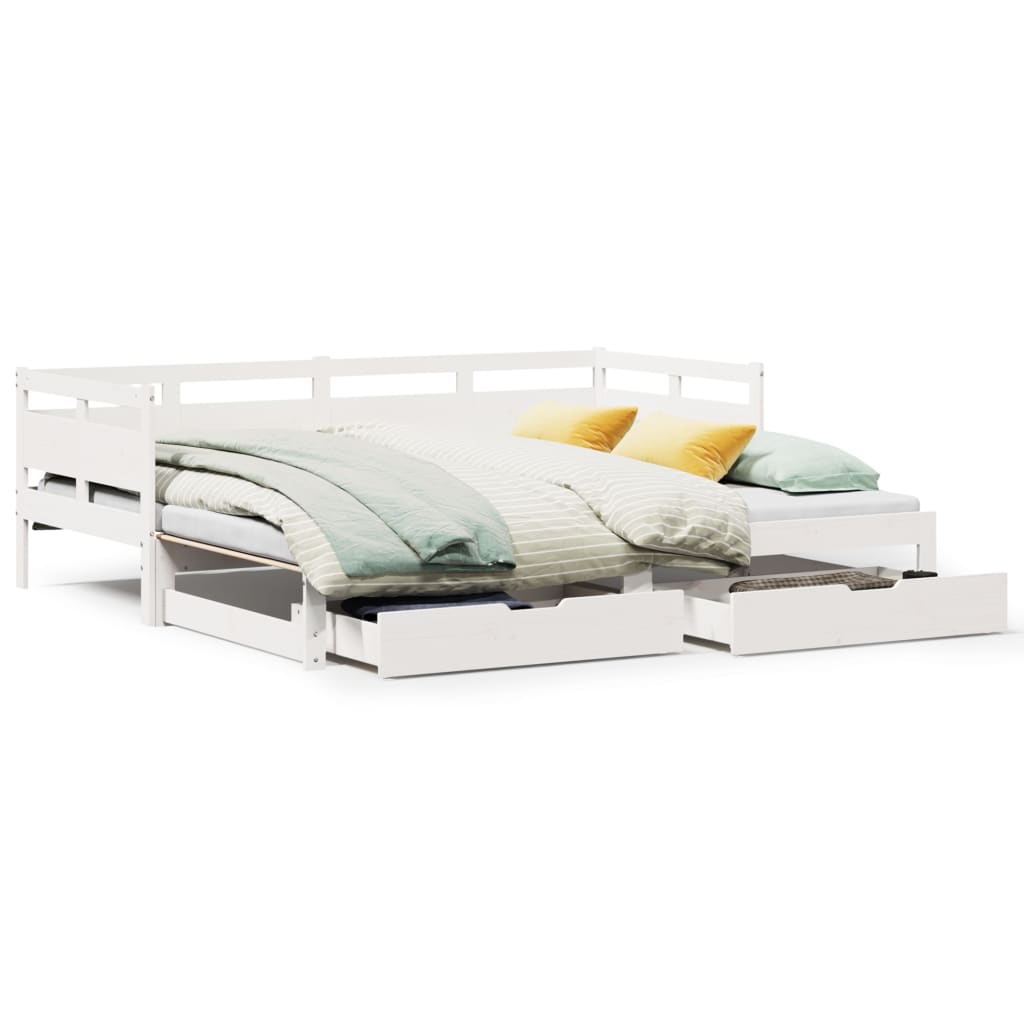 vidaXL Sofá cama nido con cajones sin colchón blanco 90x190 cm