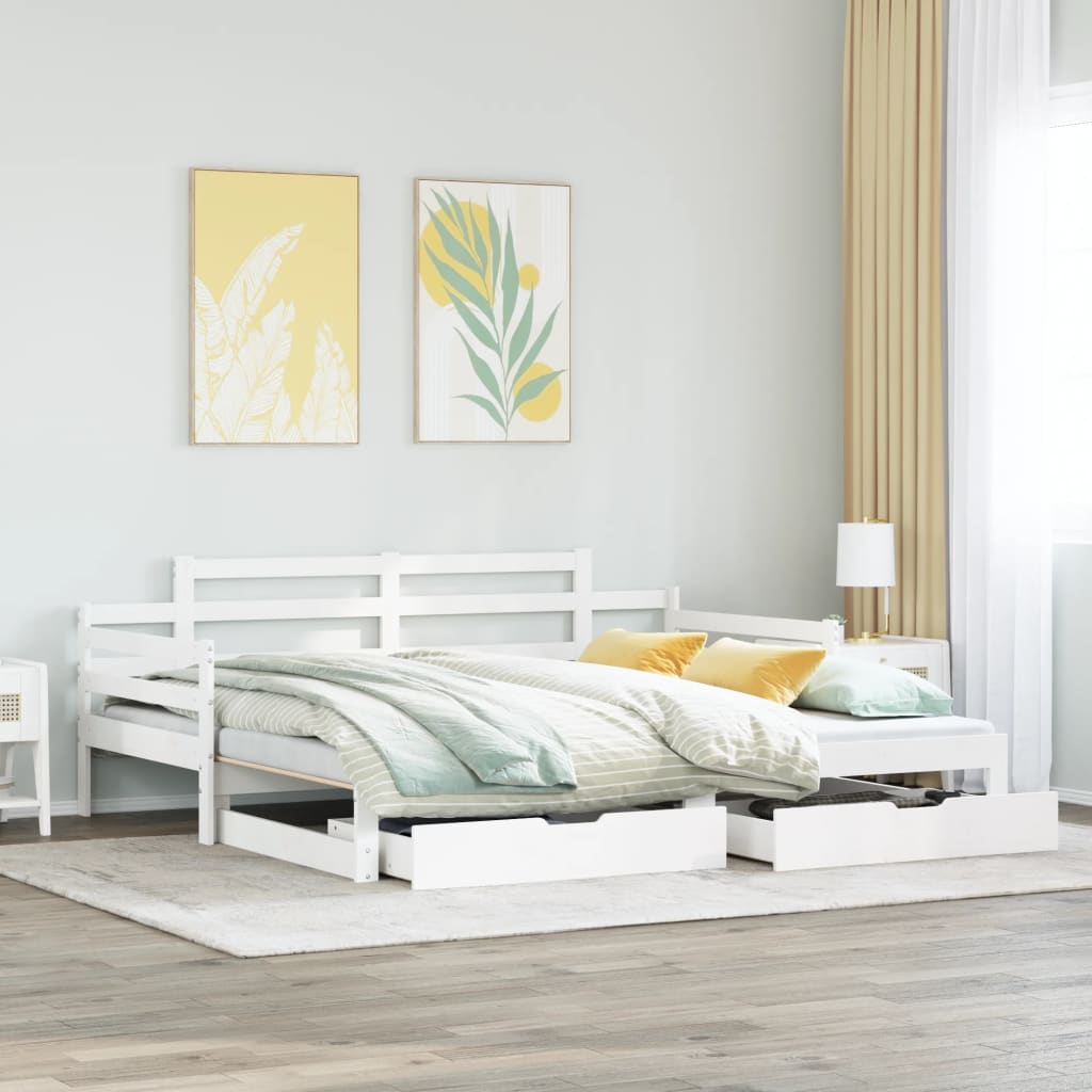 vidaXL Sofá cama nido con cajones sin colchón blanco 90x190 cm