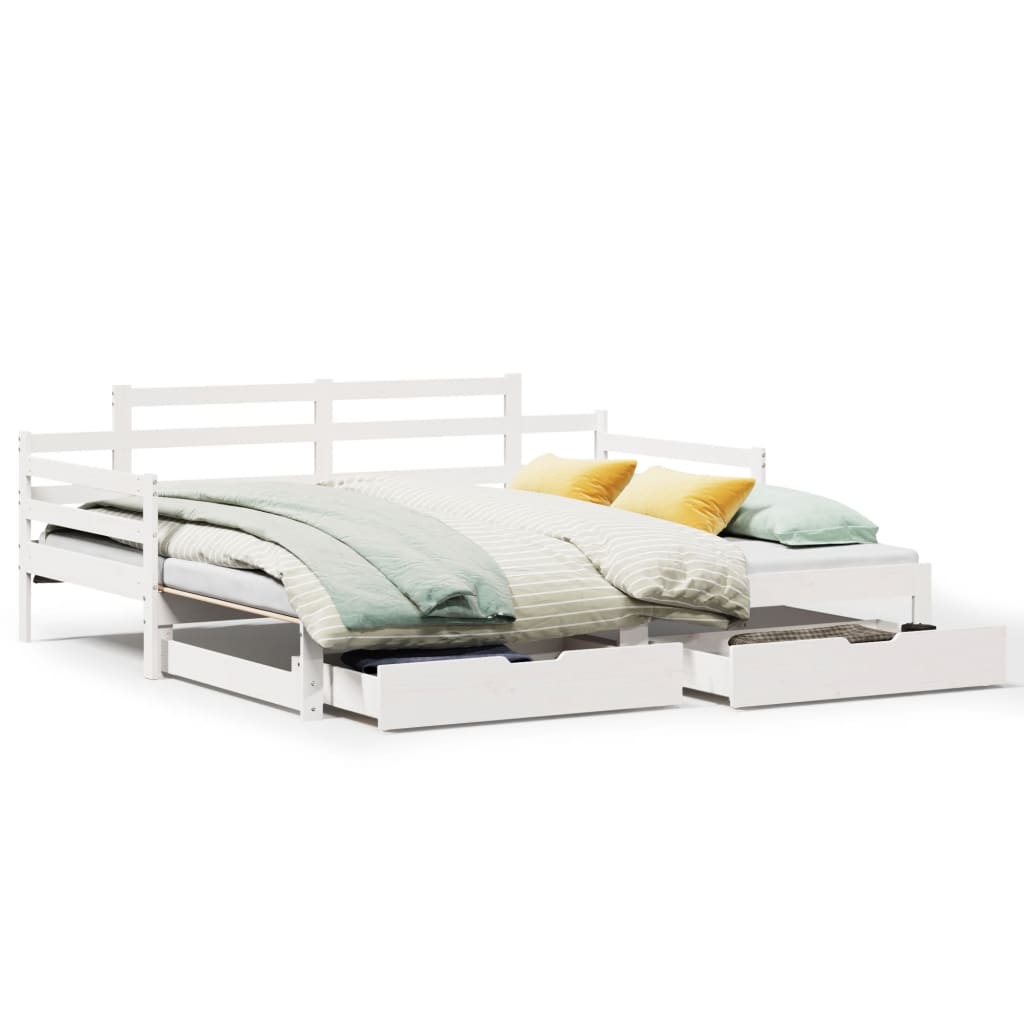 vidaXL Sofá cama nido con cajones sin colchón blanco 90x190 cm