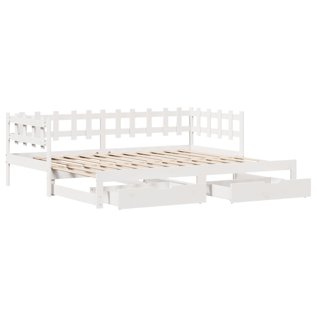 vidaXL Sofá cama nido con cajones sin colchón blanco 90x190 cm