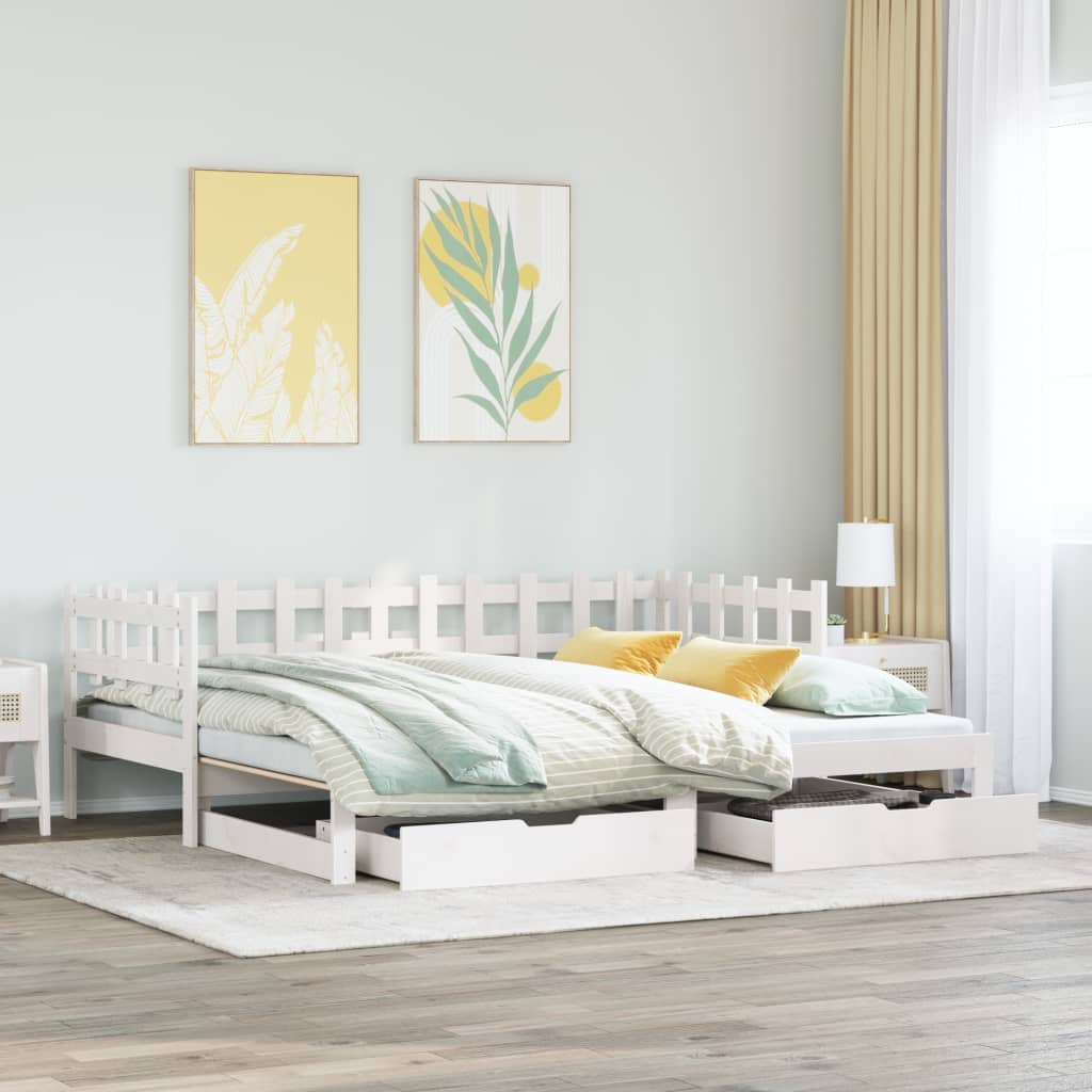 vidaXL Sofá cama nido con cajones sin colchón blanco 90x190 cm