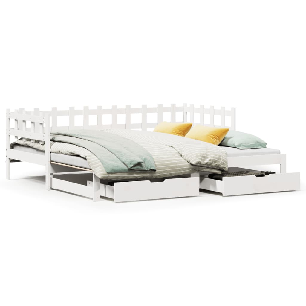 vidaXL Sofá cama nido con cajones sin colchón blanco 90x190 cm