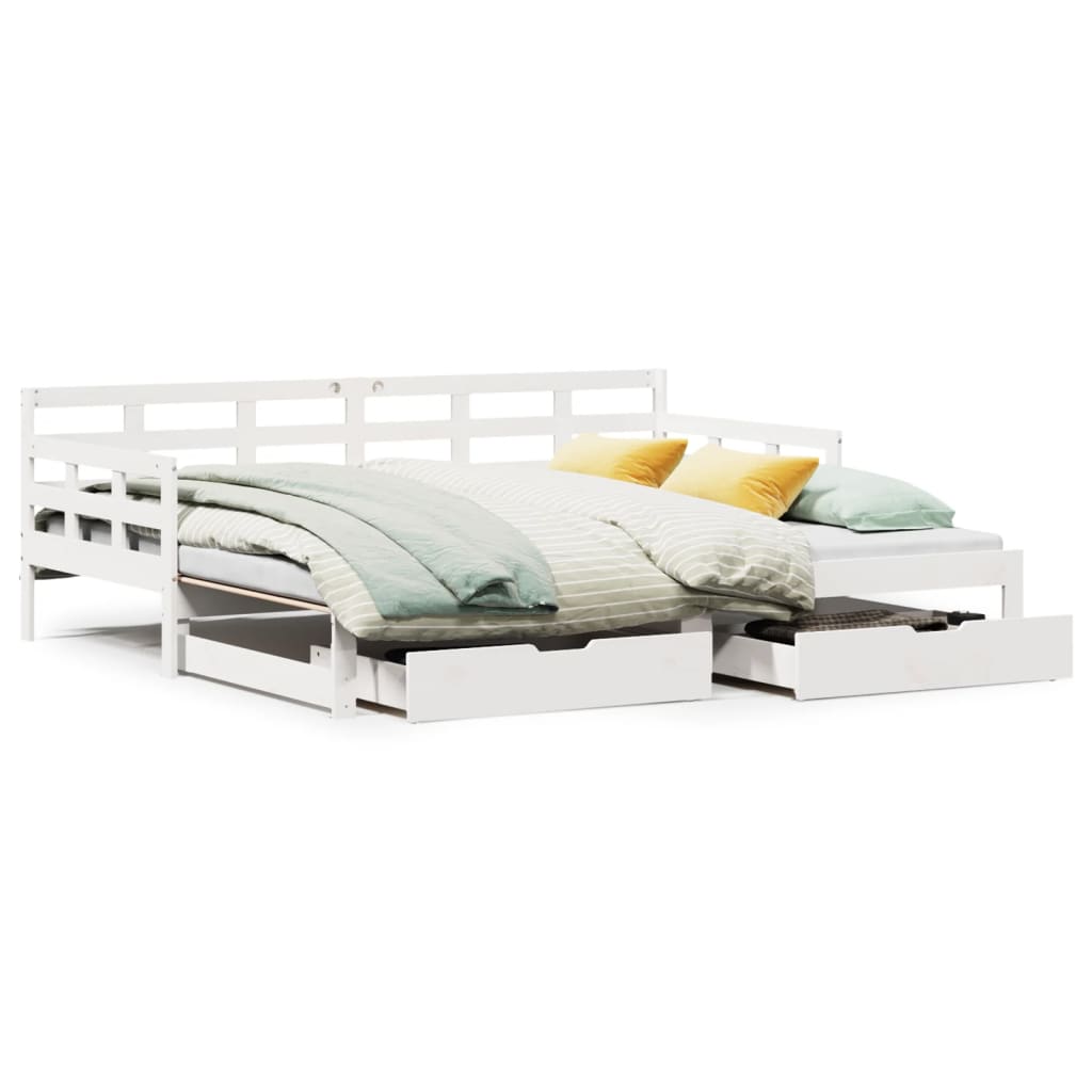 vidaXL Sofá cama nido con cajones sin colchón blanco 90x190 cm