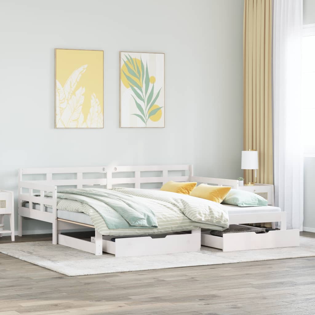 vidaXL Sofá cama nido con cajones sin colchón blanco 90x190 cm