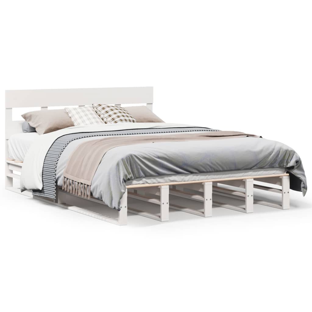 vidaXL Estructura de cama sin colchón madera de pino blanca 140x200 cm