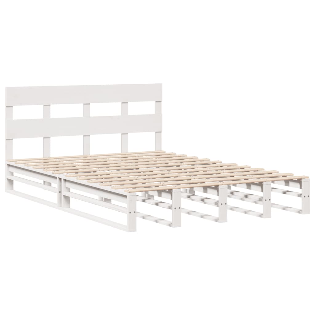 vidaXL Estructura de cama sin colchón madera de pino blanca 140x200 cm