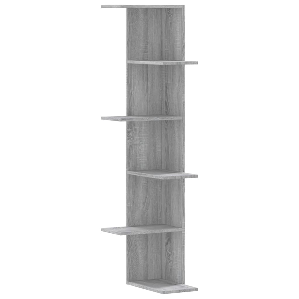 vidaXL Estantería pared de esquina madera gris Sonoma 36,5x36,5x140 cm