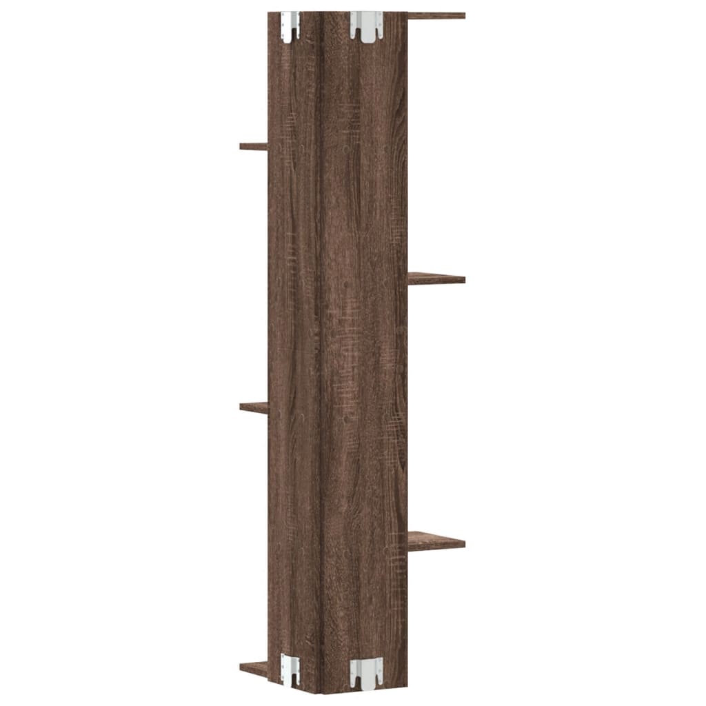 vidaXL Estantería pared de esquina madera marrón roble 36,5x36,5x140cm